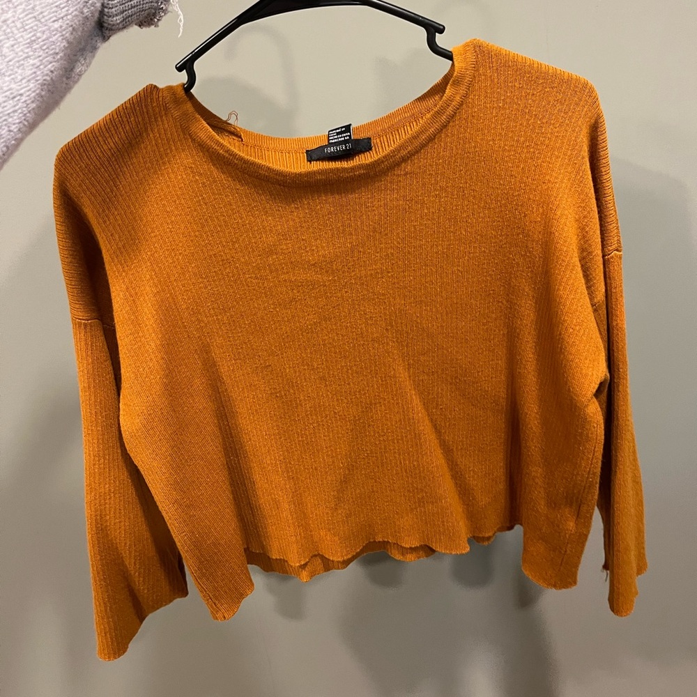 Loose dark orange cropped long sleeve
